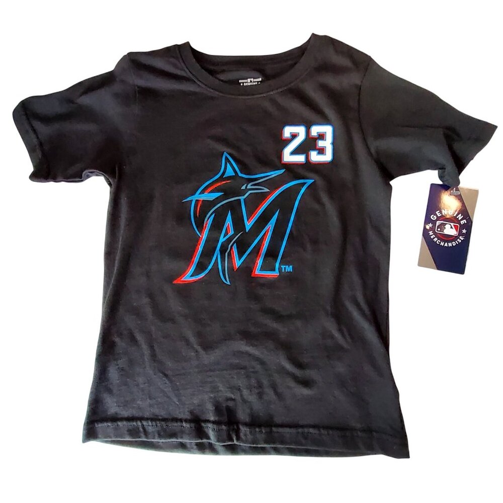 Miami Marlins Sanchez 23 Player Name & Number Black Cotton Baseball Jersey TeeXS